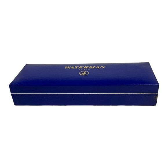 Vintage Waterman Paris Blue Gold Writing EMPTY Box Case White Satin Lining - Picture 4 of 12